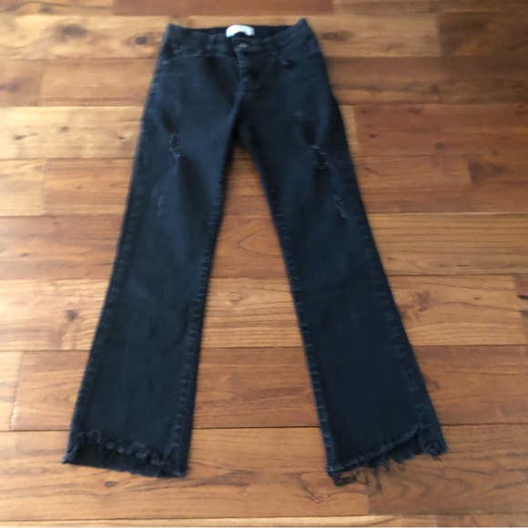 Howluk black perfect fit stretchy distress raw hams  3/4 ladies size small jeans - Picture 12 of 16
